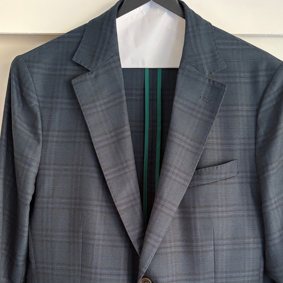 Bonobos Green/Navy Plaid Blazer 38S - Picture 3 of 12